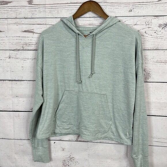 Nike Sweatshirt Womens Medium Grey Pull Over Yoga Jersey Crop Dri Fit Light Weig - Picture 4 of 10